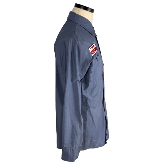 Vintage Fleet-Wing Work Shirt Medium Vapor Wear Grunge Blue Button-Up 80's - Picture 4 of 13